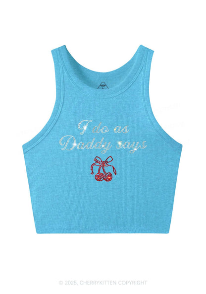 Rhinestone I Do As Daddy Says Y2K Crop Tank Top Cherrykitten