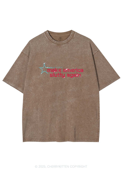 Rhinestone Make America Slxtty Again Y2K Shirts Washed Tee Cherrykitten