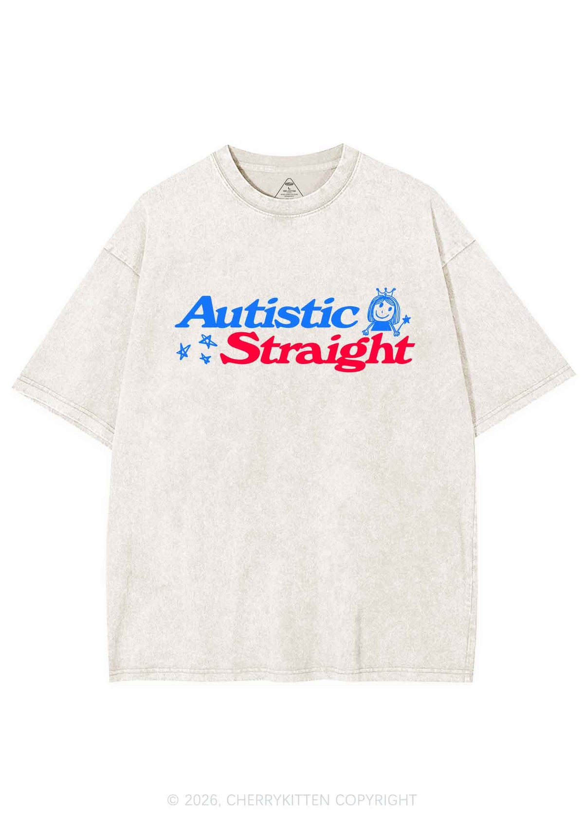 Autistic Straight Pride Y2K Shirts Washed Tee Cherrykitten