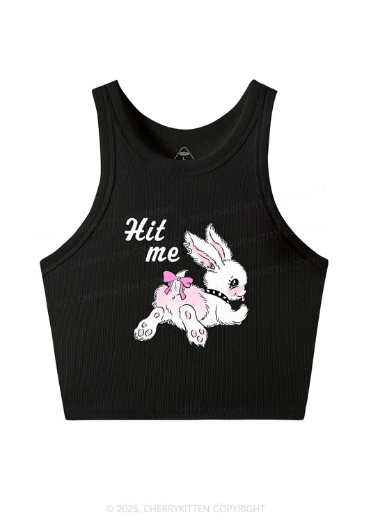 Hit Me White Bunny Y2K Crop Tank Top Cherrykitten