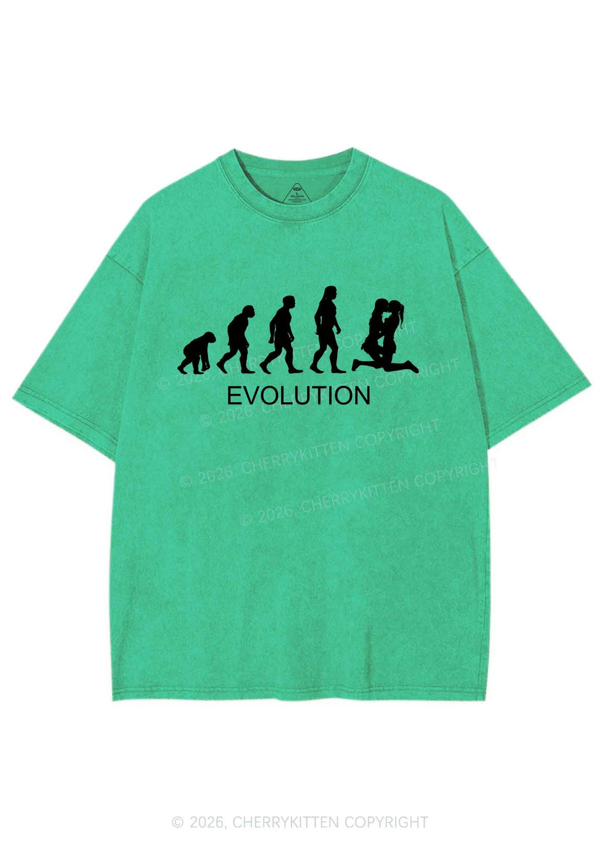Lesbian Evolution Pride Y2K Shirts Washed Tee Cherrykitten