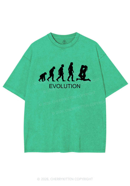 Lesbian Evolution Pride Y2K Shirts Washed Tee Cherrykitten