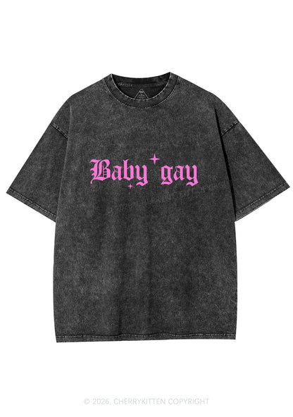 Baby Gay Pride Y2K Shirts Washed Tee Cherrykitten
