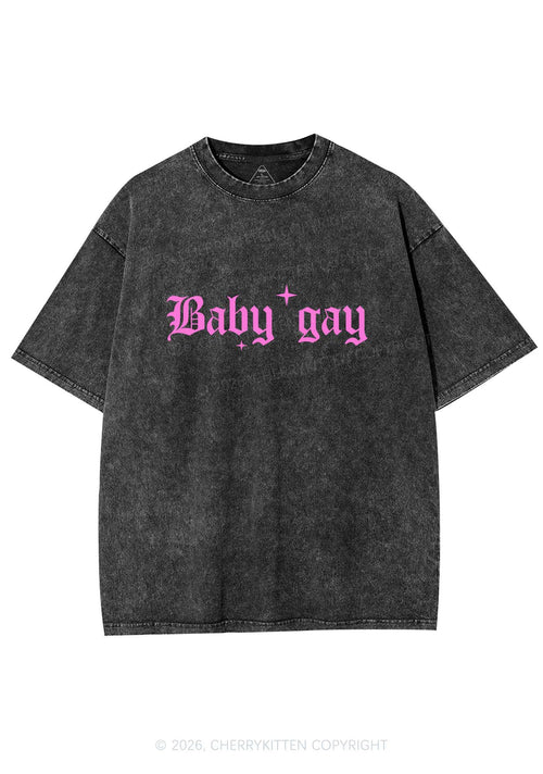 Baby Gay Pride Y2K Shirts Washed Tee Cherrykitten