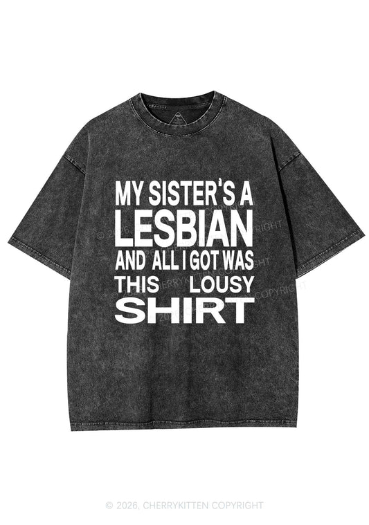 My Sisters A Lesbian Pride Y2K Shirts Washed Tee Cherrykitten