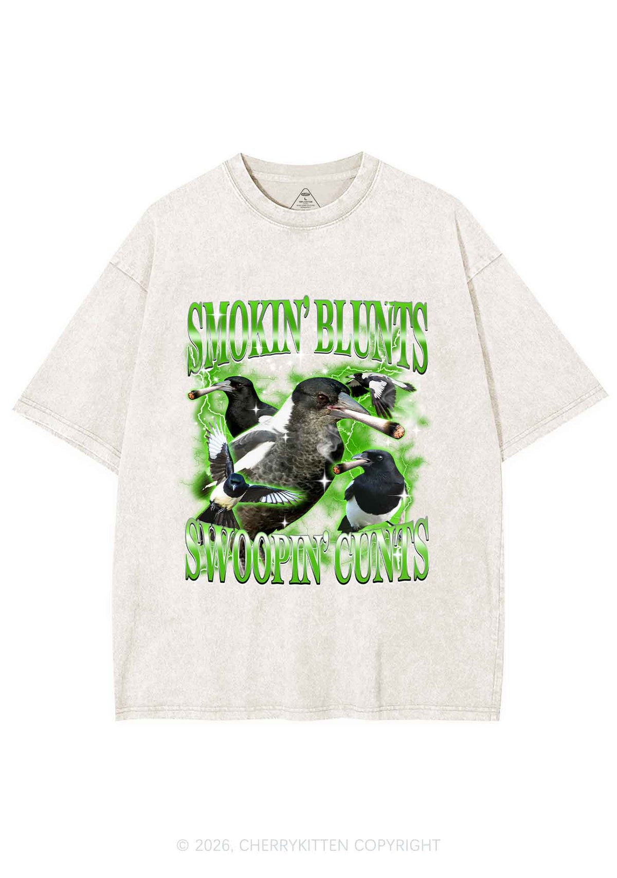 Smokin Blunts Swoopin Cxxts Y2K Shirts Washed Tee Cherrykitten