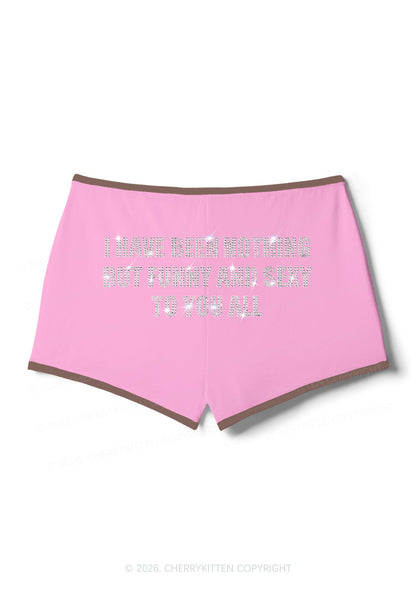 Rhinestone I Have Been Funny Y2K Booty Shorts Cherrykitten