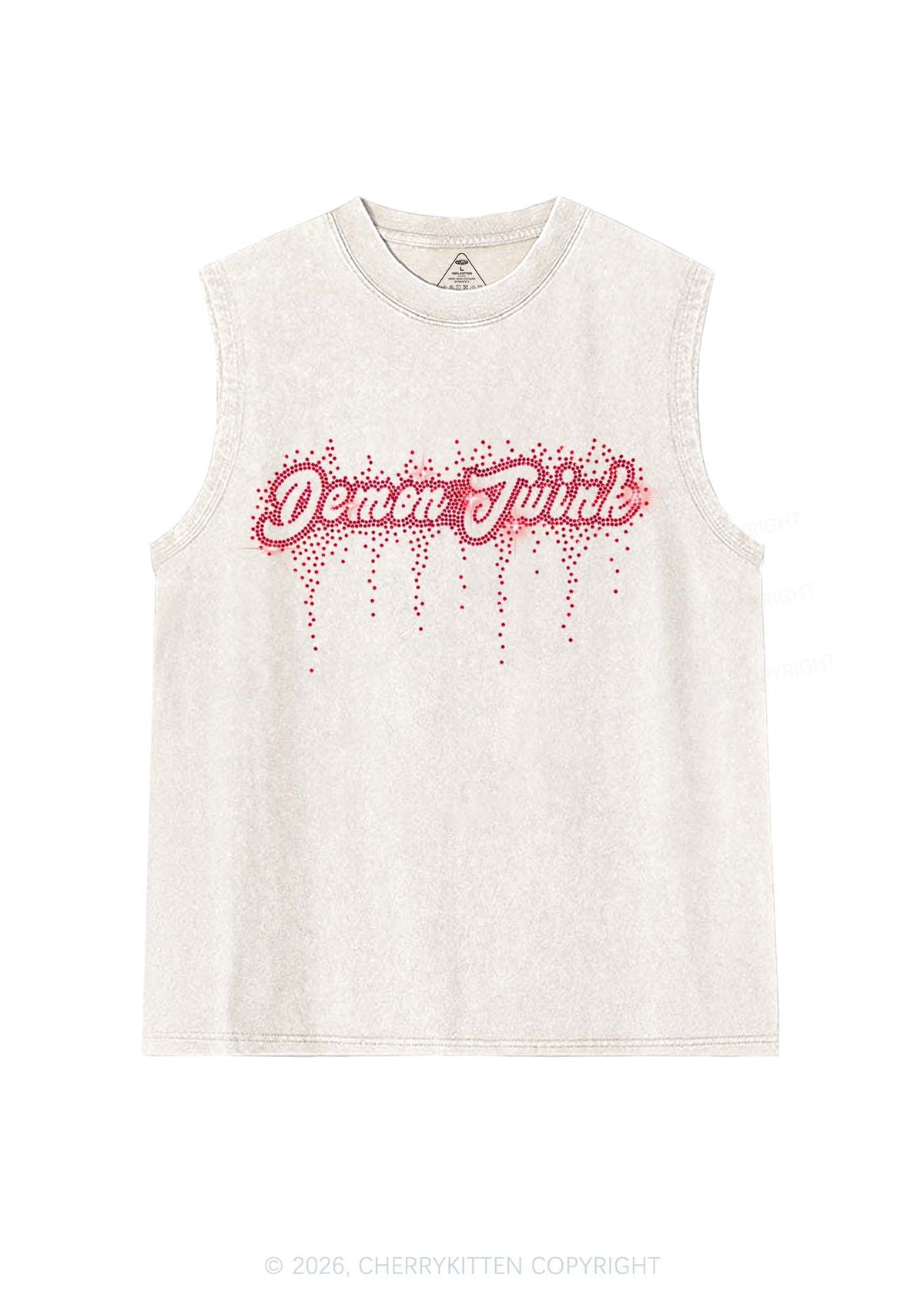 Rhinestone Demon Twink Pride Y2K Washed Muscle Tank Cherrykitten