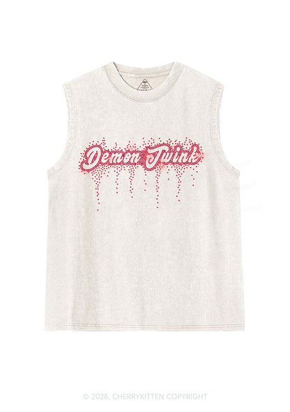 Rhinestone Demon Twink Pride Y2K Washed Muscle Tank Cherrykitten