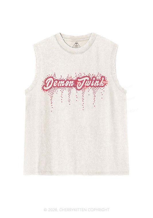Rhinestone Demon Twink Pride Y2K Washed Muscle Tank Cherrykitten