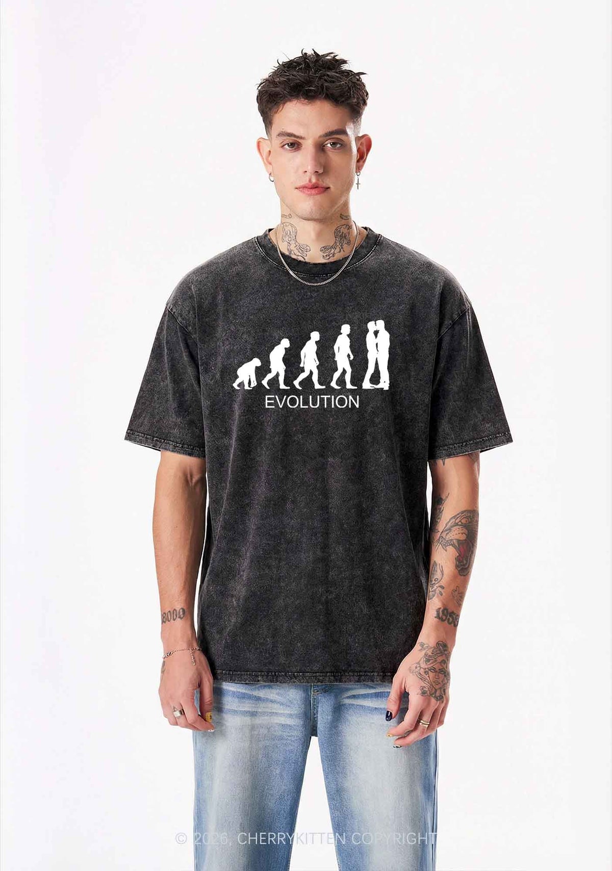 Gay Evolution Pride Y2K Shirts Washed Tee Cherrykitten