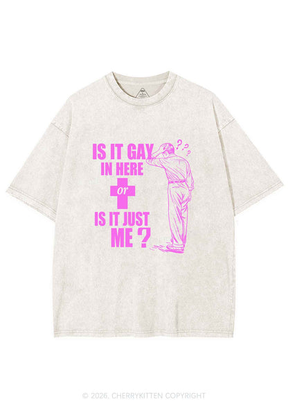 Is It Gay In Here Pride Y2K Shirts Washed Tee Cherrykitten