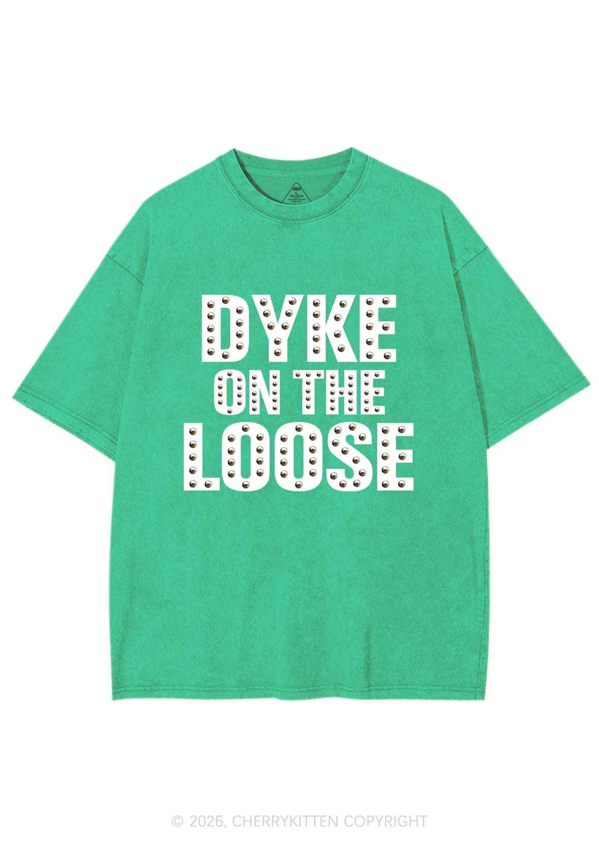 Dyke On The Loose Pride Y2K Shirts Washed Tee Cherrykitten