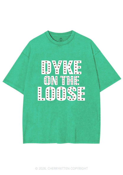 Dyke On The Loose Pride Y2K Shirts Washed Tee Cherrykitten