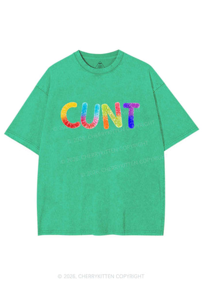 Rainbow Candy Cxxt Pride Y2K Shirts Washed Tee Cherrykitten