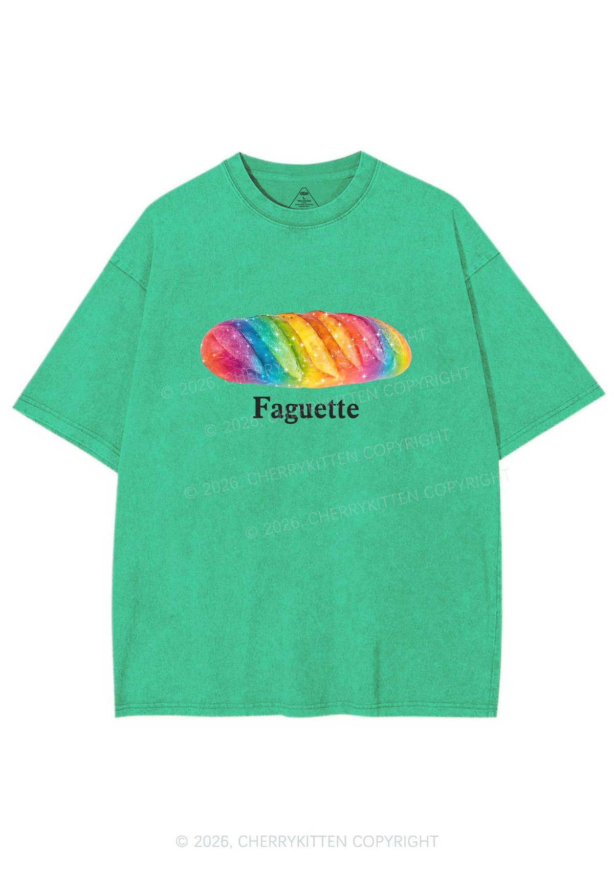 Rainbow Faguette Pride Y2K Shirts Washed Tee Cherrykitten
