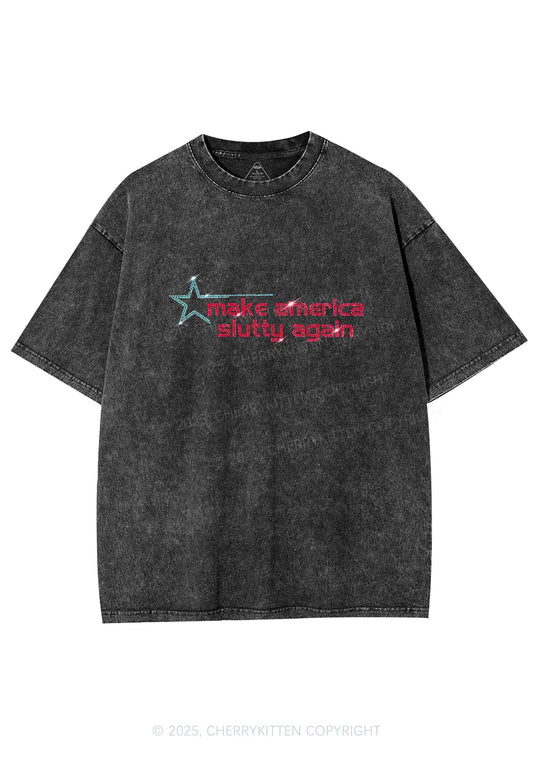 Rhinestone Make America Slxtty Again Y2K Shirts Washed Tee Cherrykitten