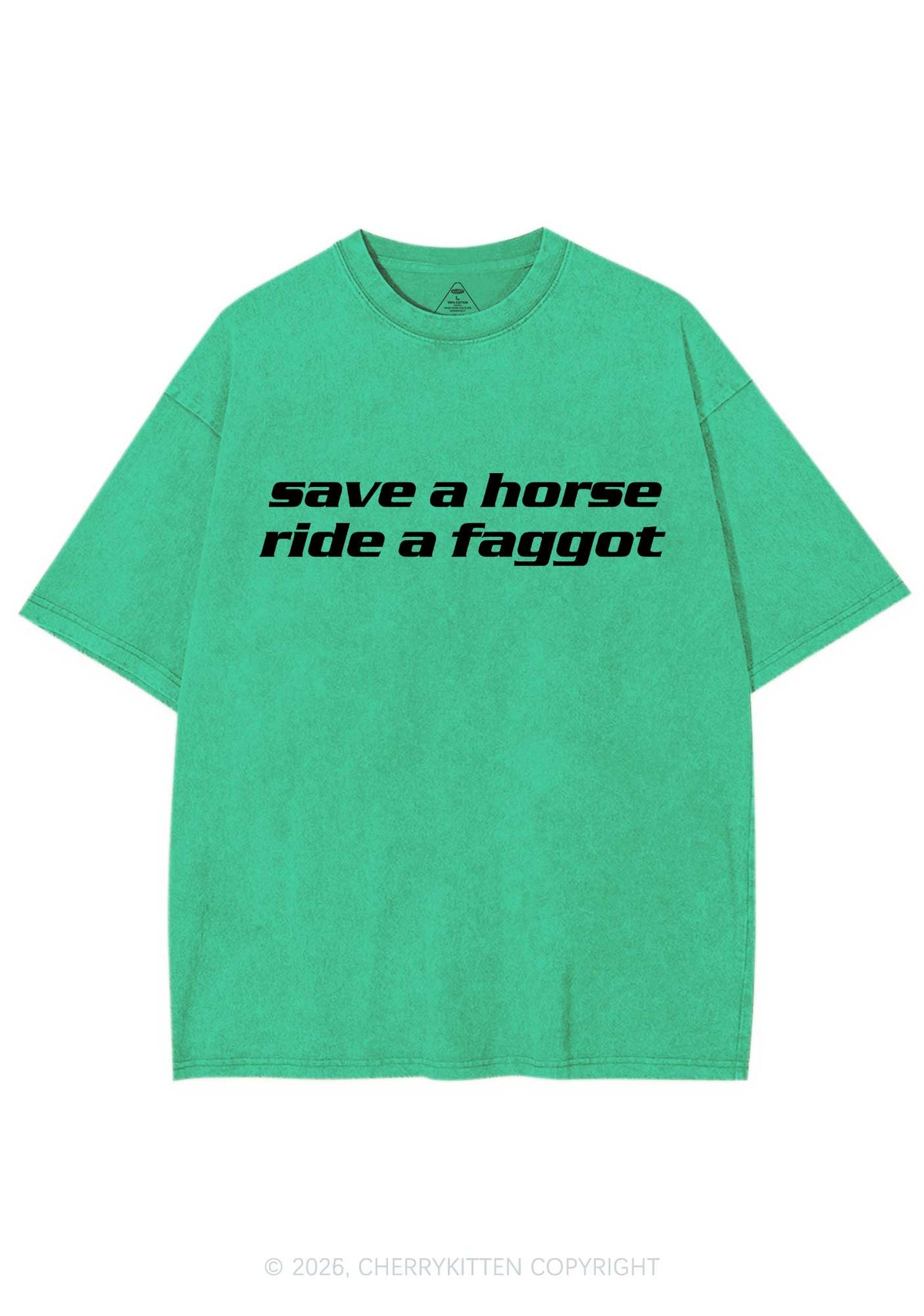 Save Horse Ride Faggot Pride Y2K Shirts Washed Tee Cherrykitten
