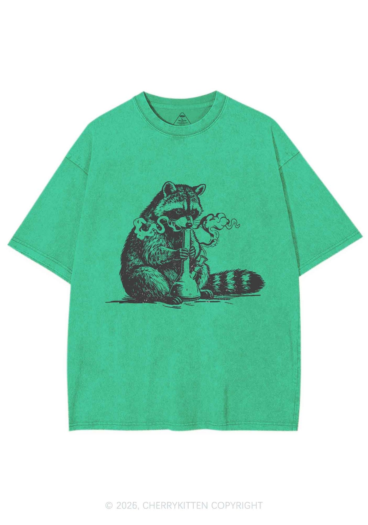 Stoned Raccoon Y2K Shirts Washed Tee Cherrykitten