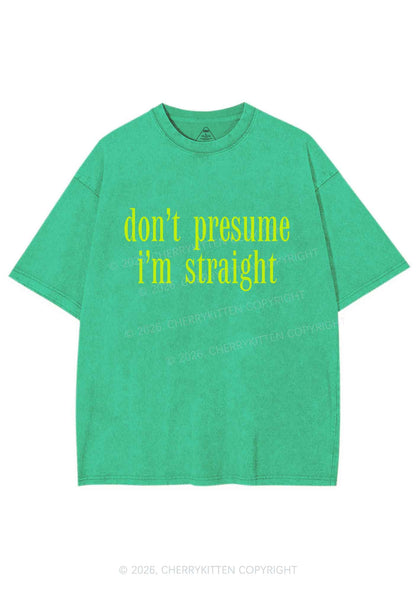 Dont Presume Im Straight Pride Y2K Shirts Washed Tee Cherrykitten