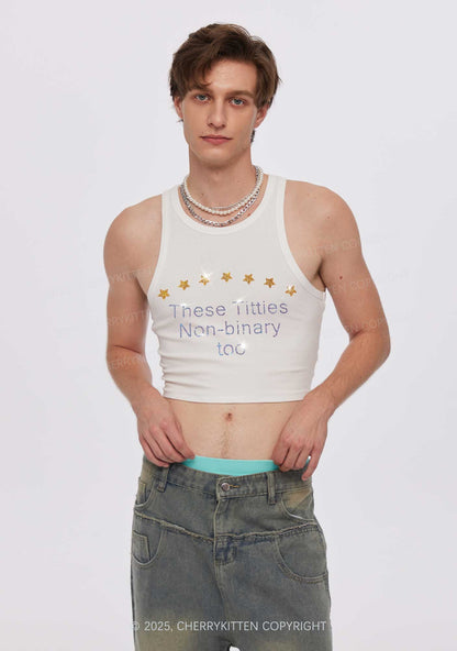 Rhinestone Txtties Nonbinary Too Y2K Crop Tank Top Cherrykitten