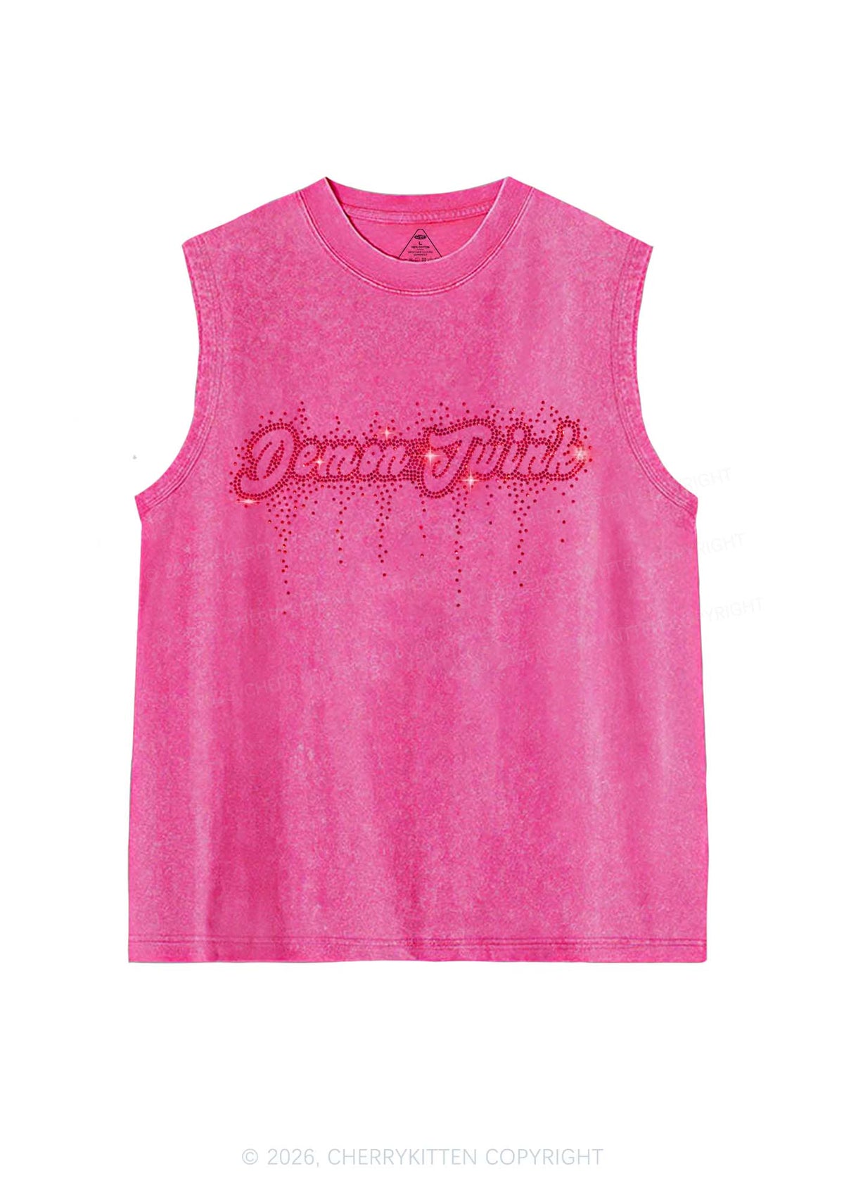 Rhinestone Demon Twink Pride Y2K Washed Muscle Tank Cherrykitten