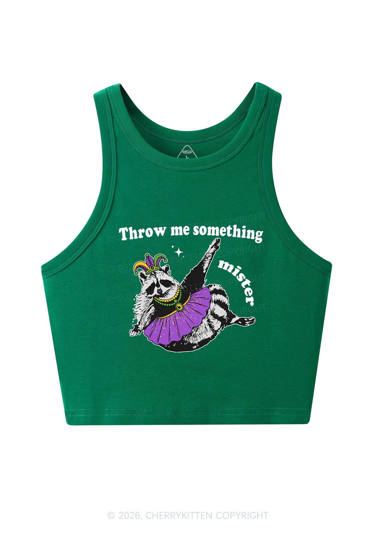 Throw Me Something Mister Raccoon Y2K Crop Tank Top Cherrykitten