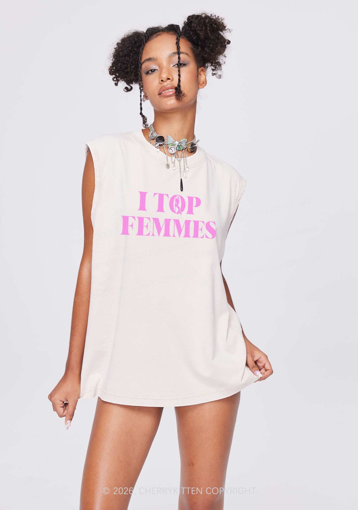 I Top Femmes Pride Y2K Washed Muscle Tank Cherrykitten