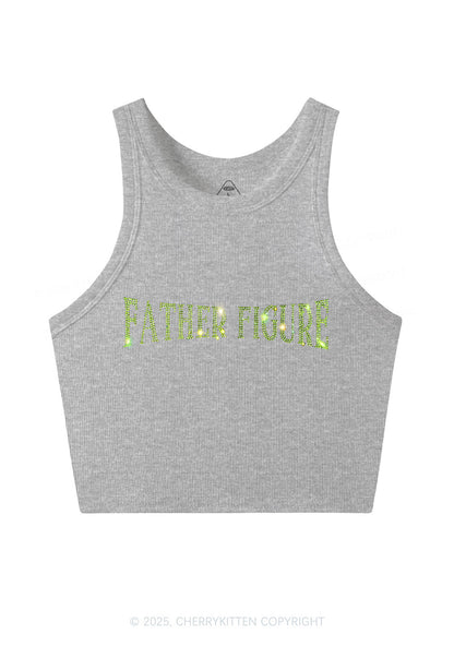 Rhinestone Father Figure Y2K Crop Tank Top Cherrykitten