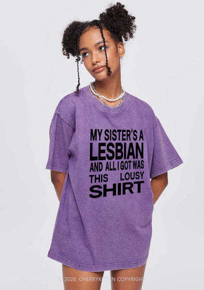 My Sisters A Lesbian Pride Y2K Shirts Washed Tee Cherrykitten