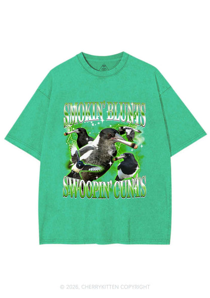 Smokin Blunts Swoopin Cxxts Y2K Shirts Washed Tee Cherrykitten