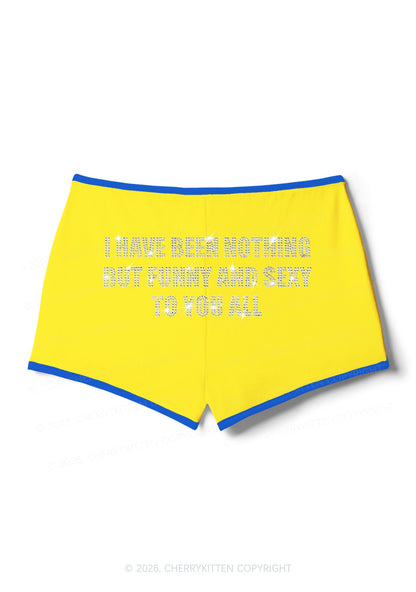 Rhinestone I Have Been Funny Y2K Booty Shorts Cherrykitten