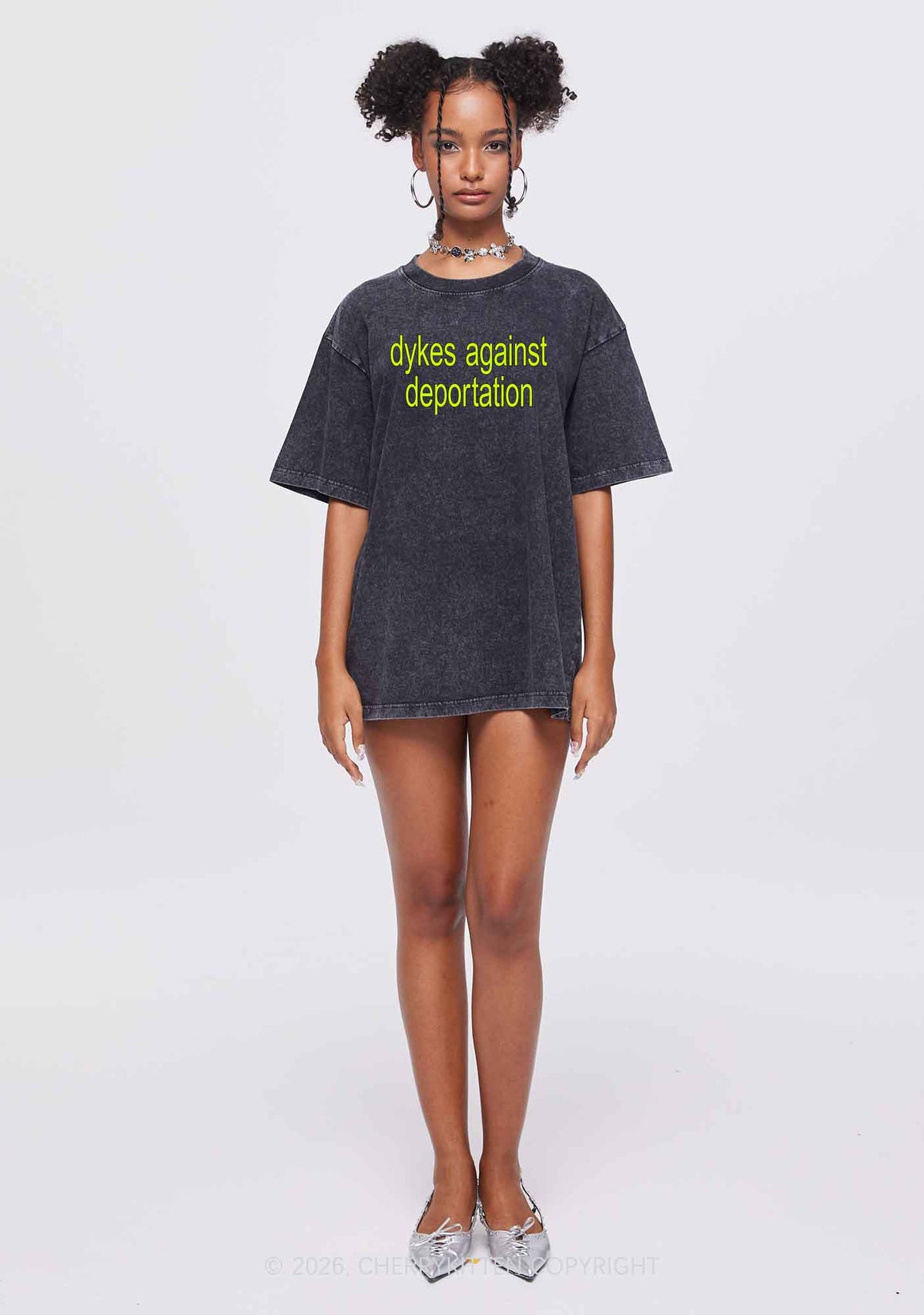 Dykes Against Deportation Pride Y2K Shirts Washed Tee Cherrykitten