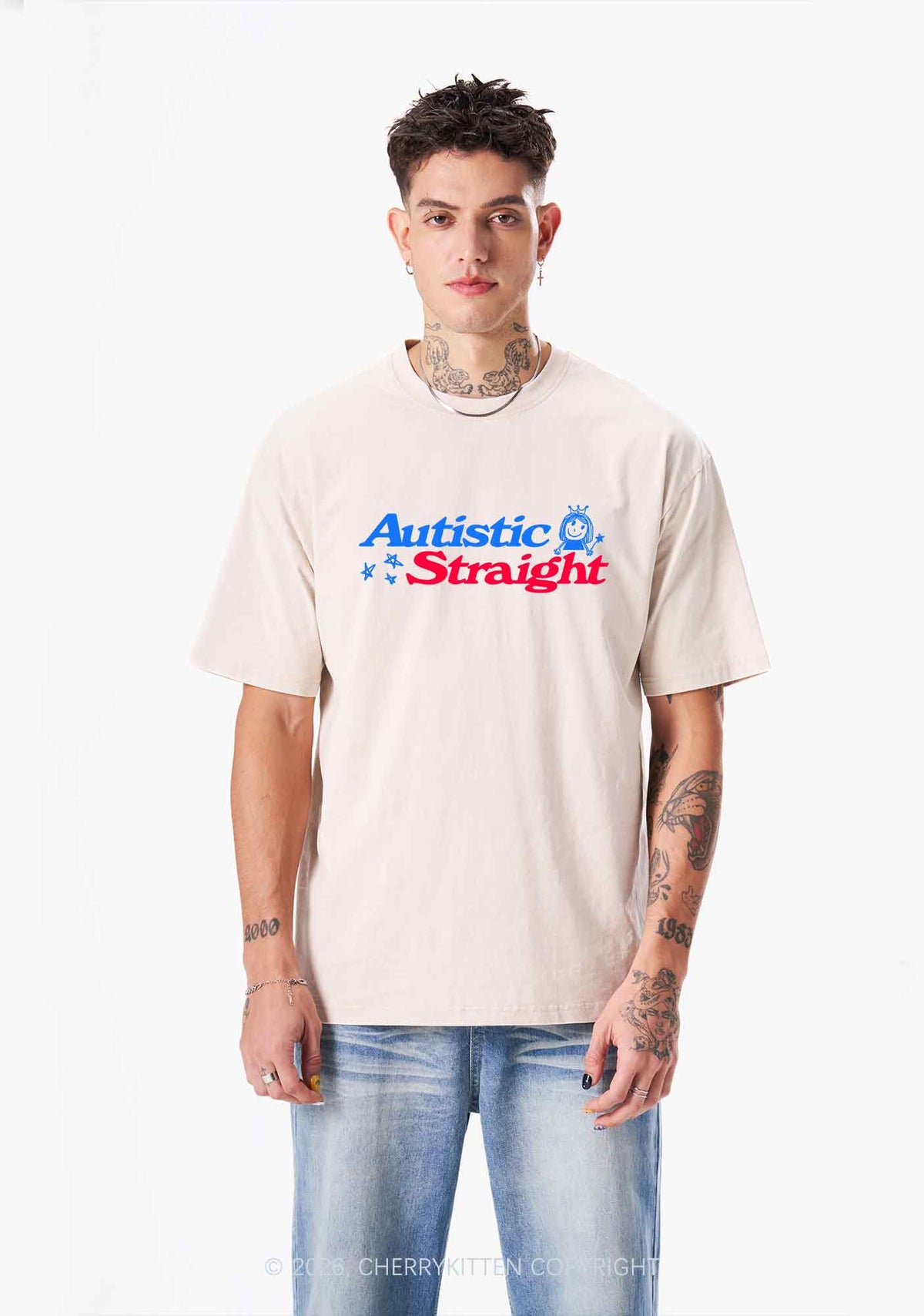 Autistic Straight Pride Y2K Shirts Washed Tee Cherrykitten