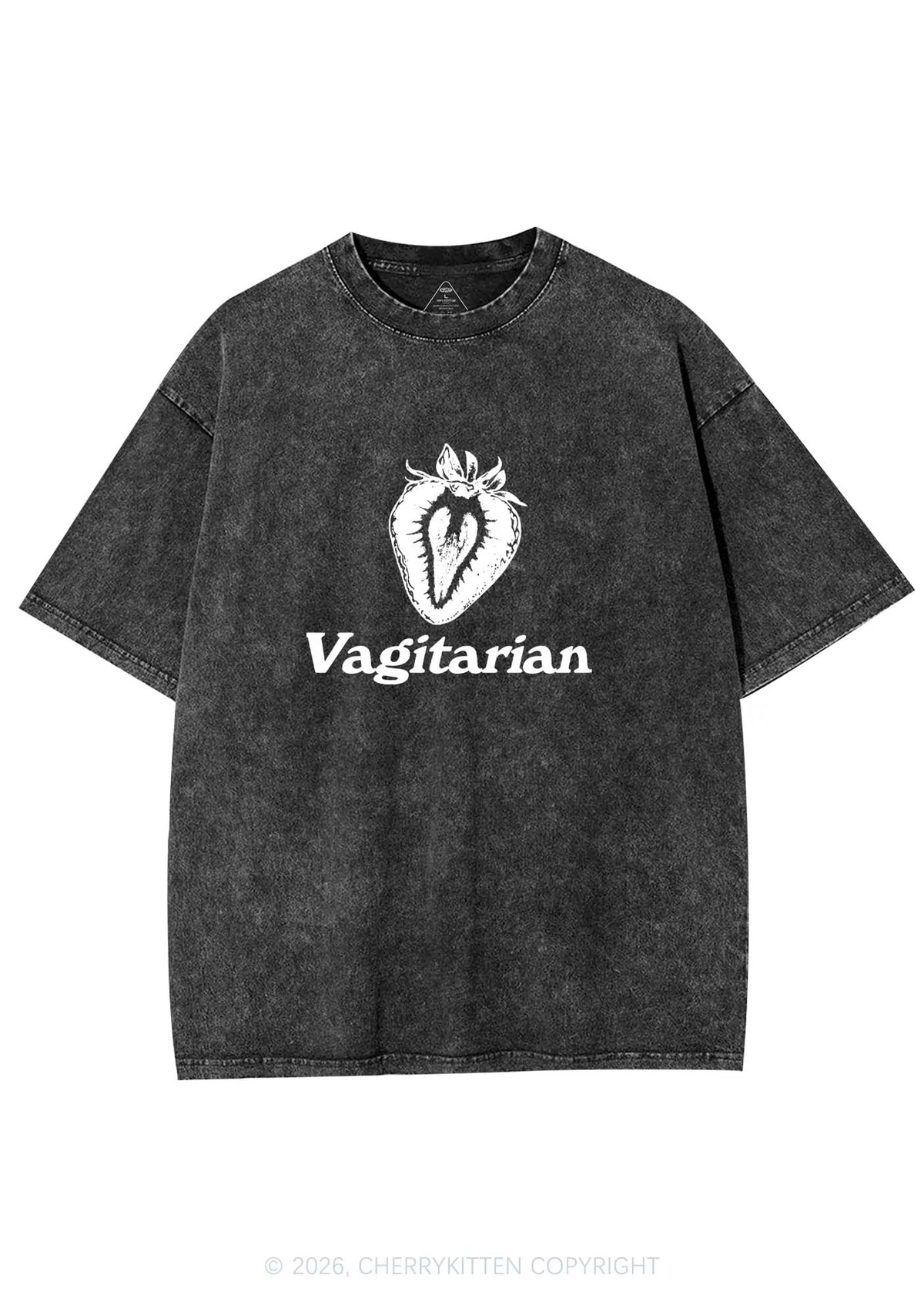Vagitarian Strawberry Pride Y2K Shirts Washed Tee Cherrykitten