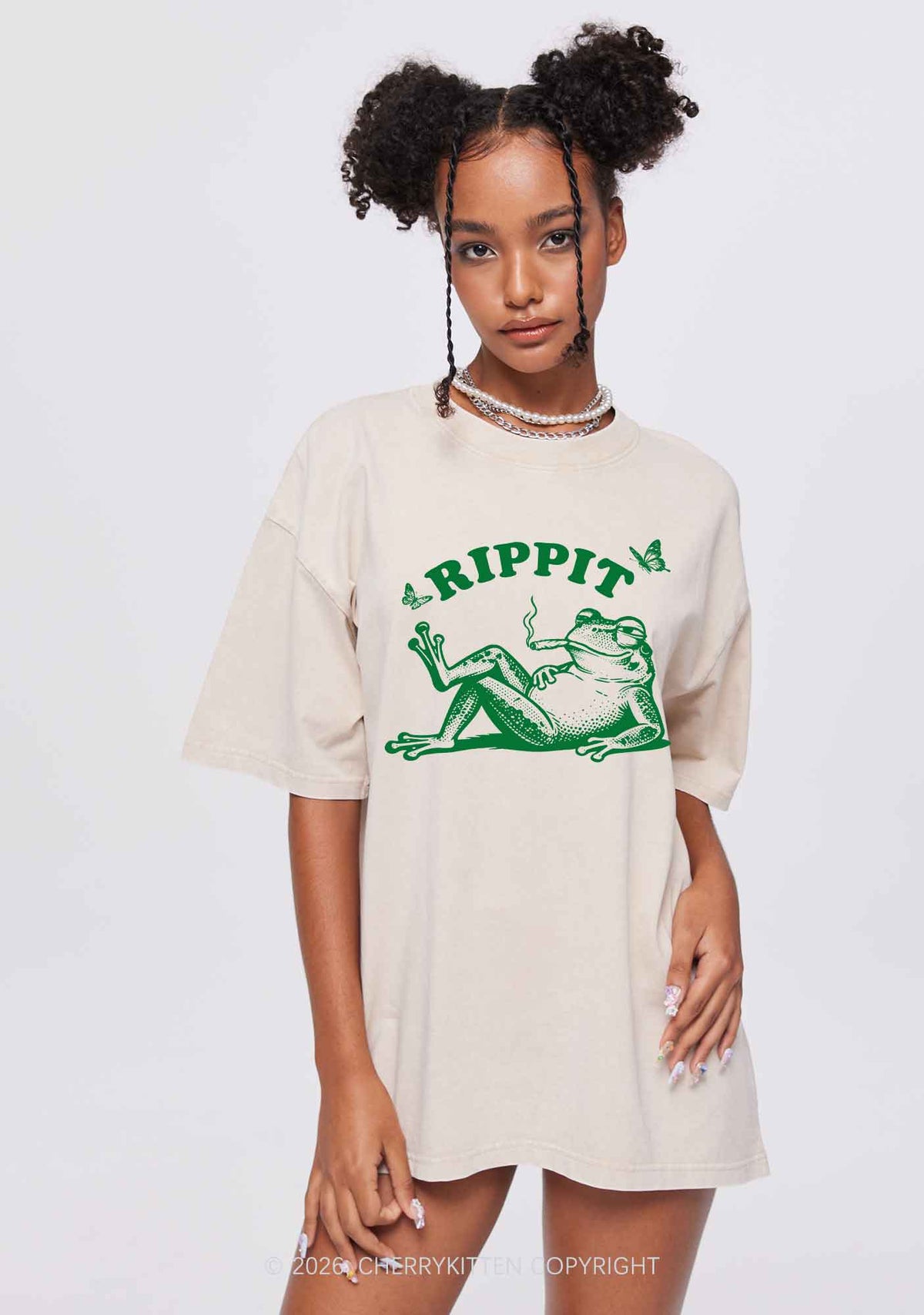 Rippit Frog Y2K Shirts Washed Tee Cherrykitten