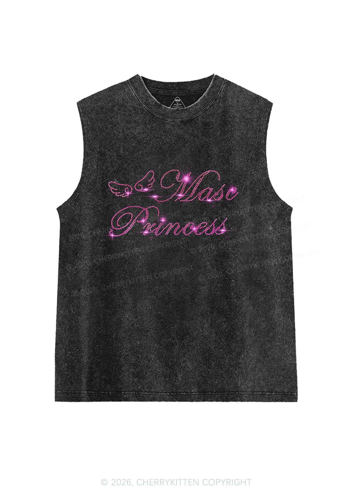Rhinestone Masc Princess Pride Y2K Washed Muscle Tank Cherrykitten