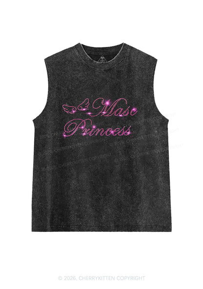 Rhinestone Masc Princess Pride Y2K Washed Muscle Tank Cherrykitten