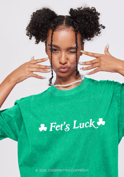 Fets Luck St Patricks Y2K Shirts Washed Tee Cherrykitten