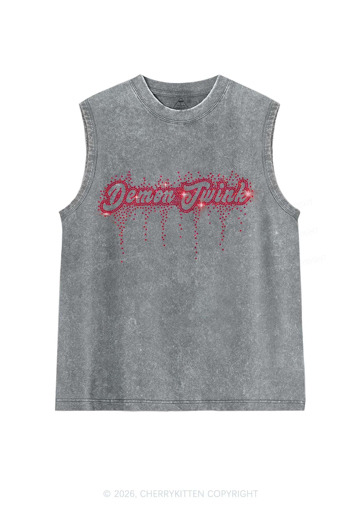 Rhinestone Demon Twink Pride Y2K Washed Muscle Tank Cherrykitten