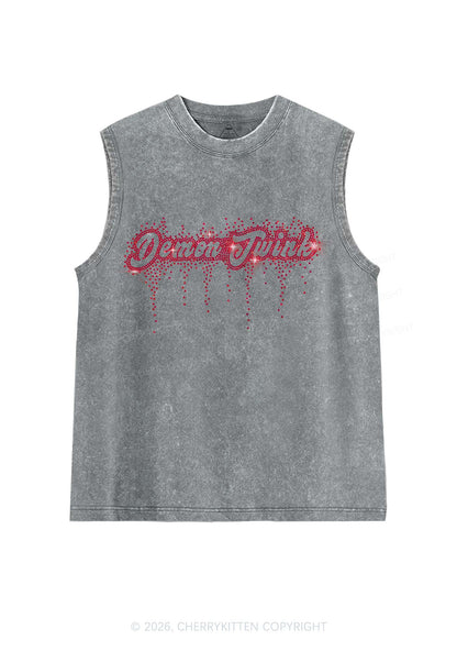 Rhinestone Demon Twink Pride Y2K Washed Muscle Tank Cherrykitten