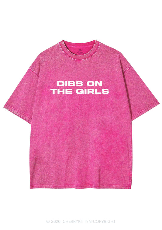 Dibs On The Girls Pride Y2K Shirts Washed Tee Cherrykitten
