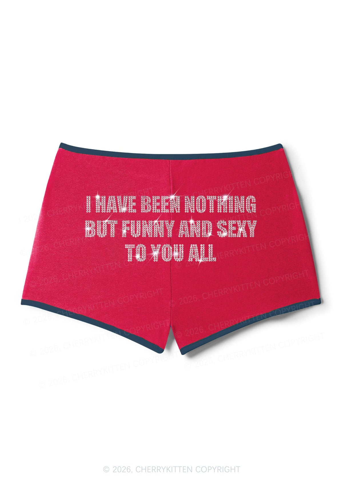 Rhinestone I Have Been Funny Y2K Booty Shorts Cherrykitten