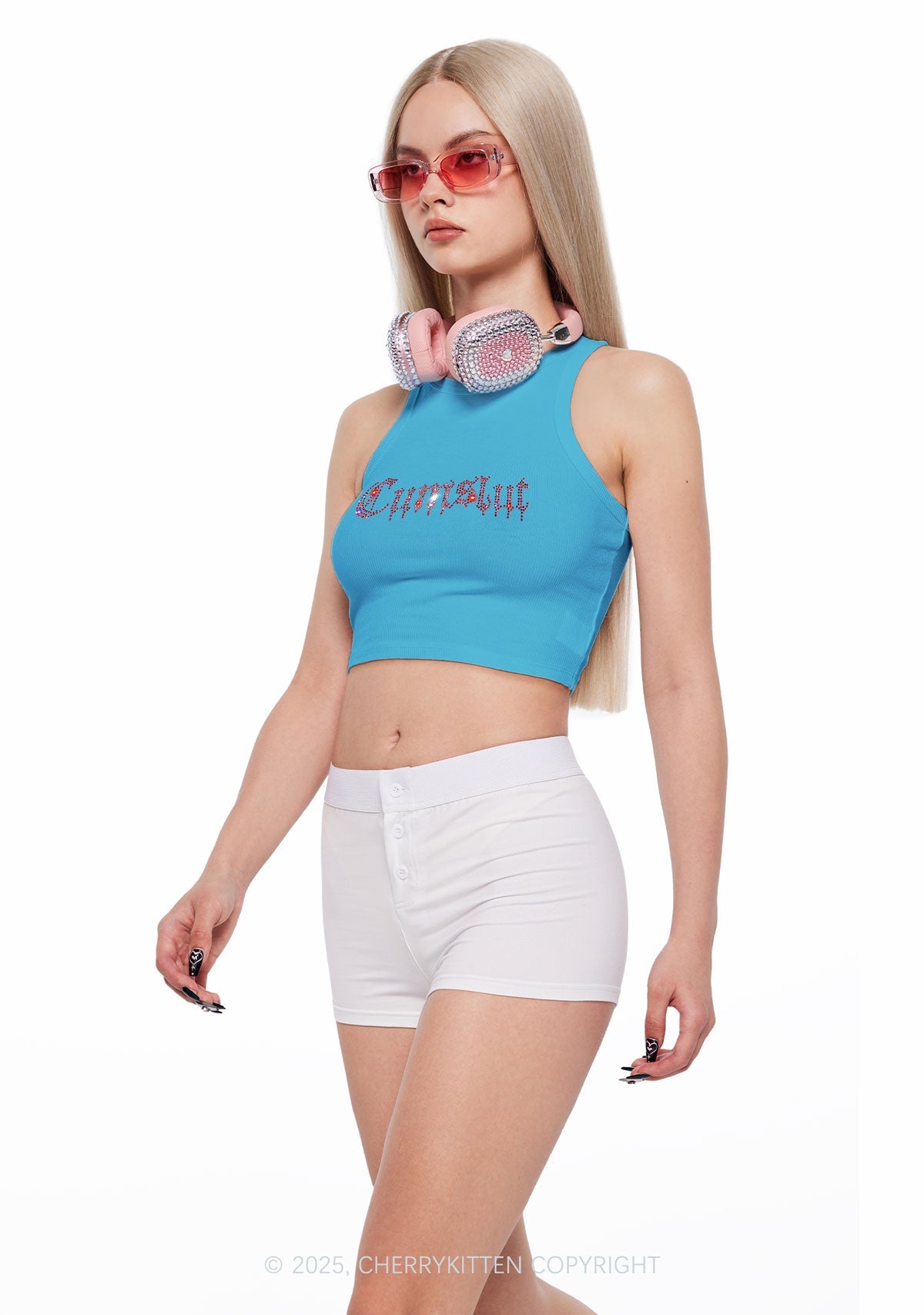 Rhinestone Cxmslxt Y2K Crop Tank Top Cherrykitten