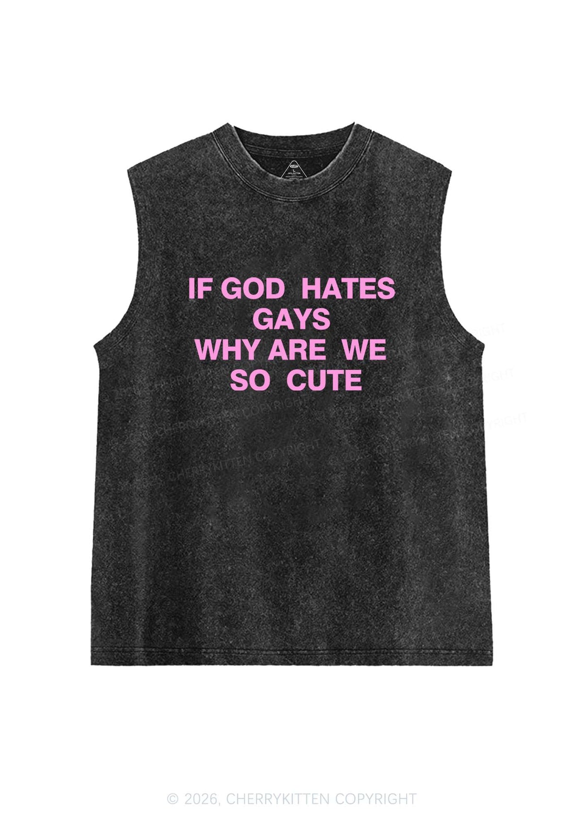 If God Hates Gays Pride Y2K Washed Muscle Tank Cherrykitten
