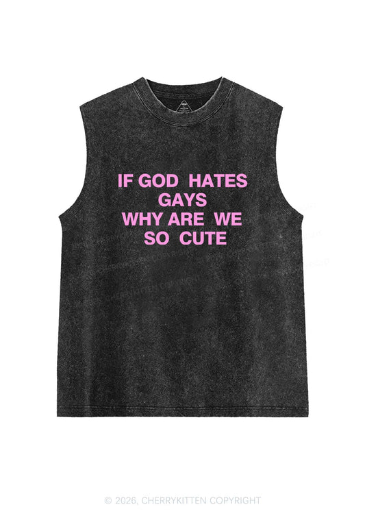 If God Hates Gays Pride Y2K Washed Muscle Tank Cherrykitten