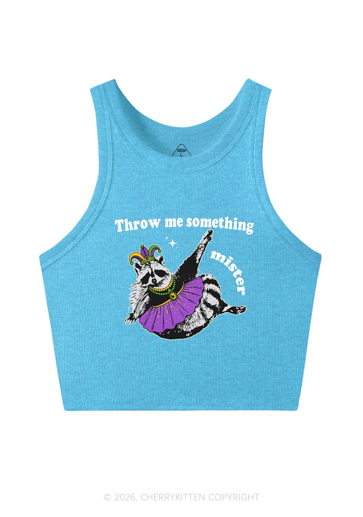 Throw Me Something Mister Raccoon Y2K Crop Tank Top Cherrykitten