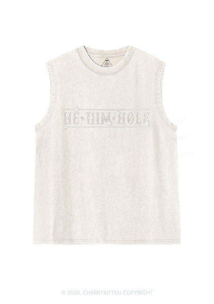 Rhinestone He Him Hole Pride Y2K Washed Muscle Tank Cherrykitten