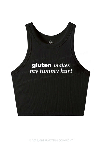 Gluten Makes Tummy Hurt Y2K Crop Tank Top Cherrykitten