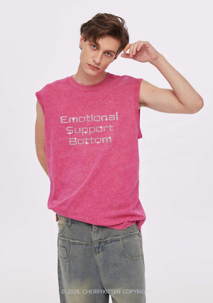Rhinestone Emotional Support Bottom Pride Y2K Washed Muscle Tank Cherrykitten